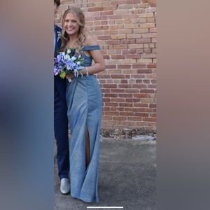 gorgeous formal dress, blue/silver/teal sparkles